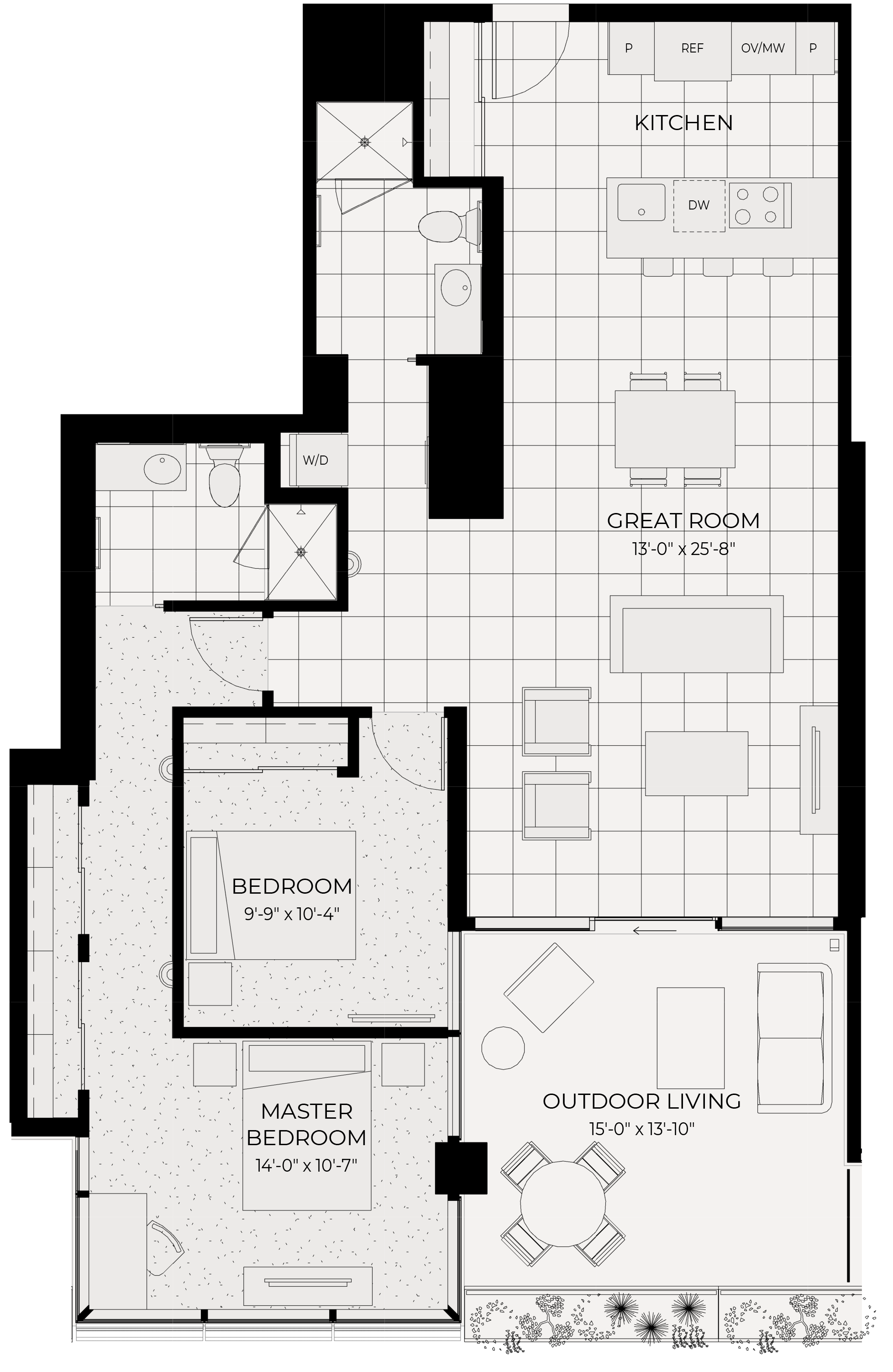 Floor plan for 2 beds, 2 baths, 1177 sqft